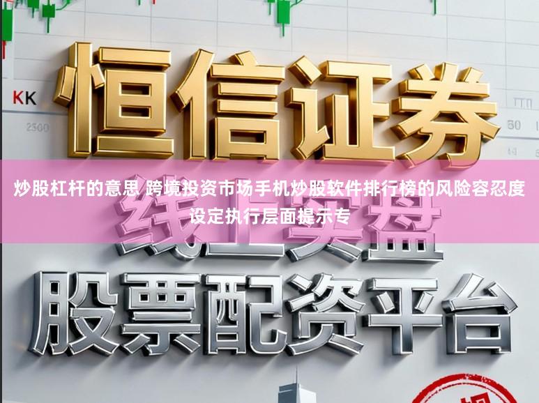 炒股杠杆的意思 跨境投资市场手机炒股软件排行榜的风险容忍度设定执行层面提示专